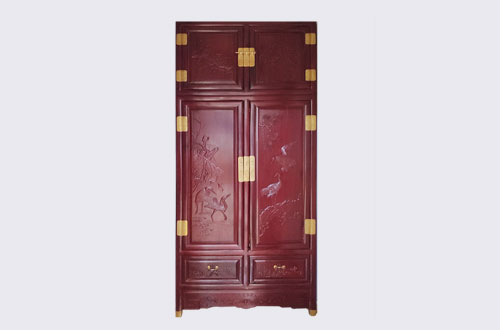 印台高端中式家居装修深红色纯实木衣柜