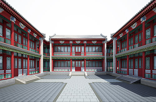 印台北京四合院设计古建筑鸟瞰图展示