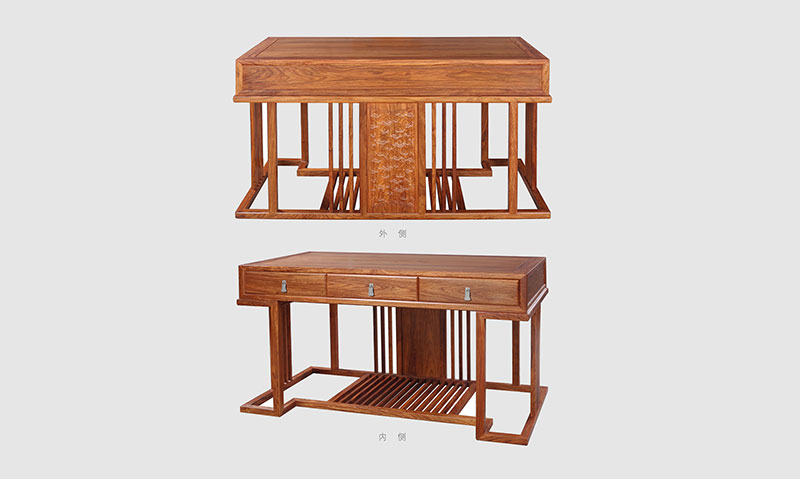 印台 别墅中式家居书房装修实木书桌效果图