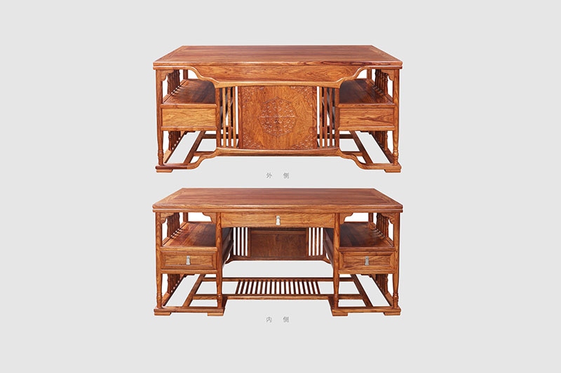 印台中式家居装饰书房桌椅组合家具效果图